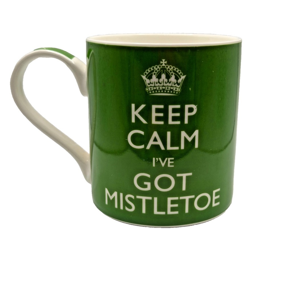 Kent Pottery Mug Coffee Keep Calm I've Got Mistletoe Green Christmas Holiday